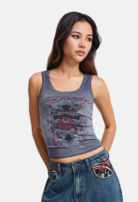 In Memory Of When I Cared Washed Fitted Vest Top