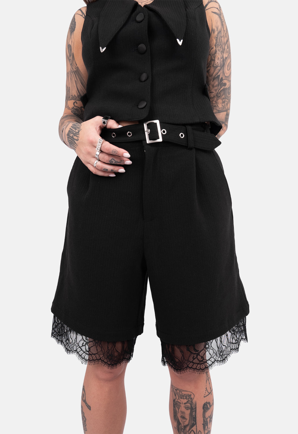 Wisteria Pleat Lace Trim Short