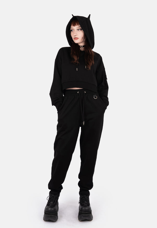 Zoey Demon Ear Crop Hoodie