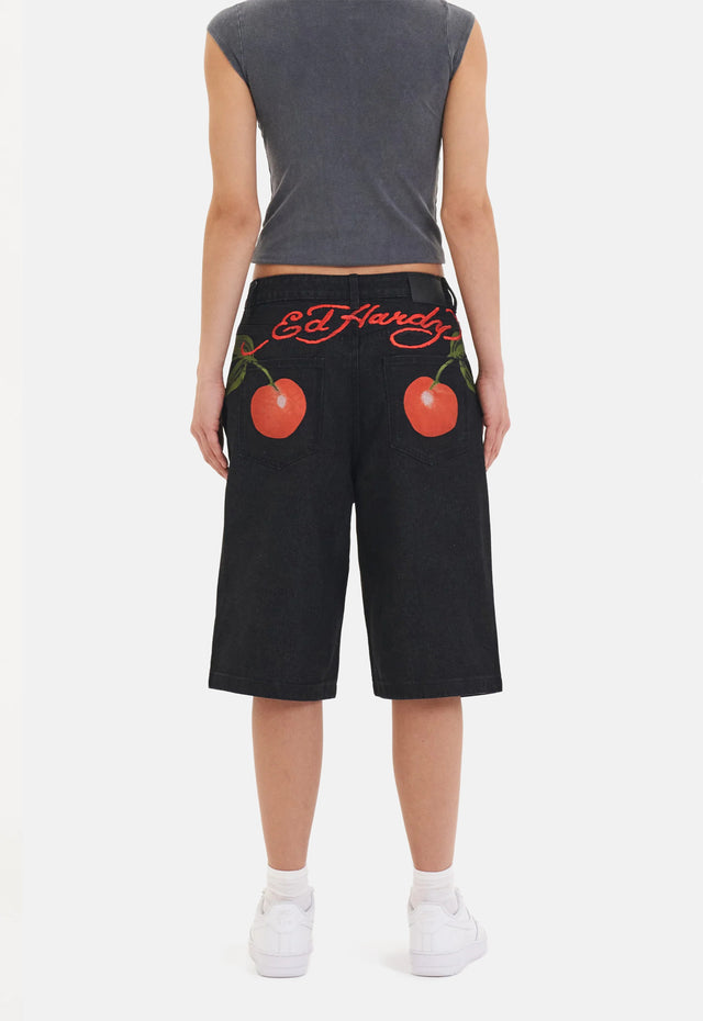 Cherry Love Bomb Denim Jorts