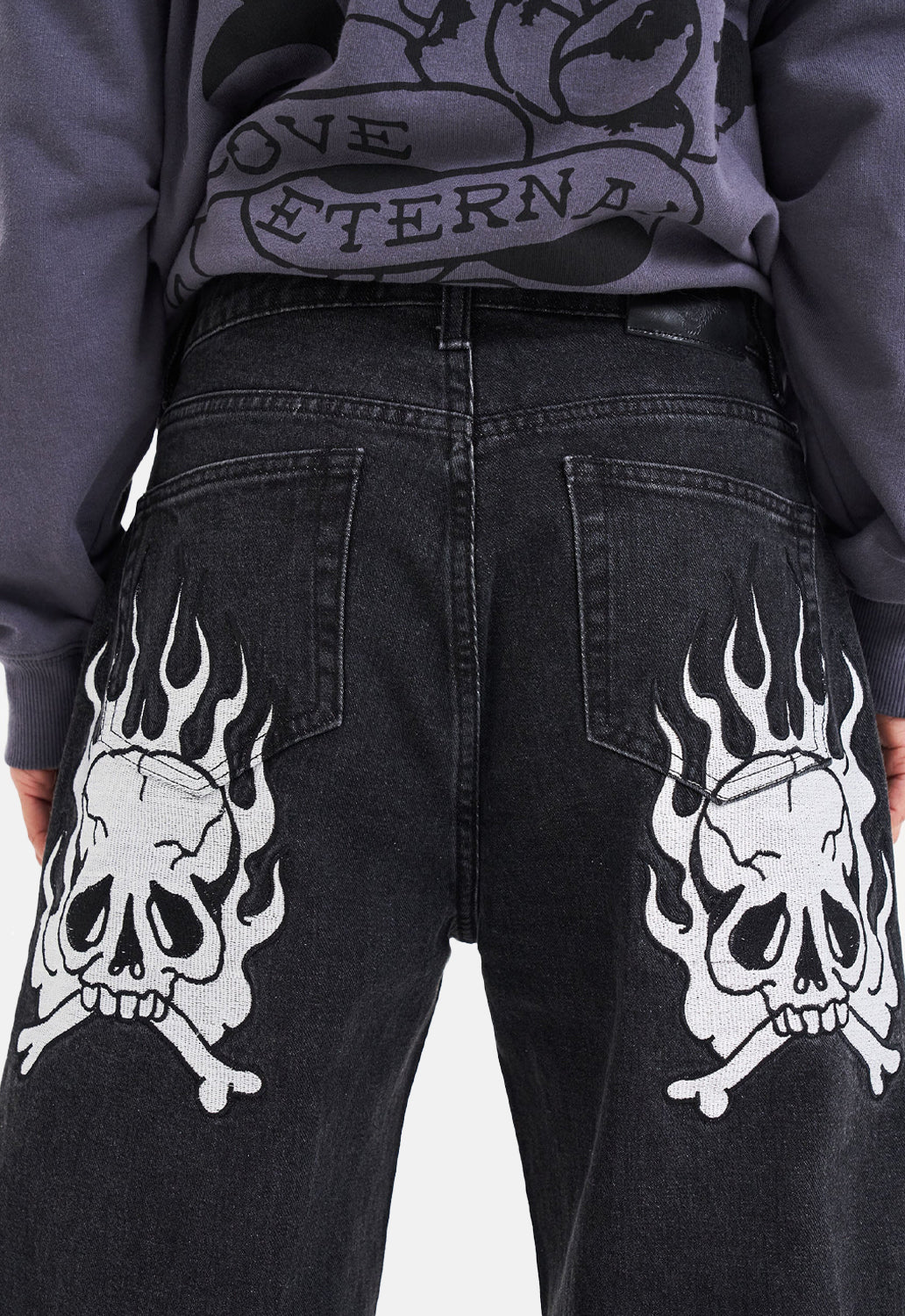 Flaming Skull Relaxed Denim Trouser Jeans