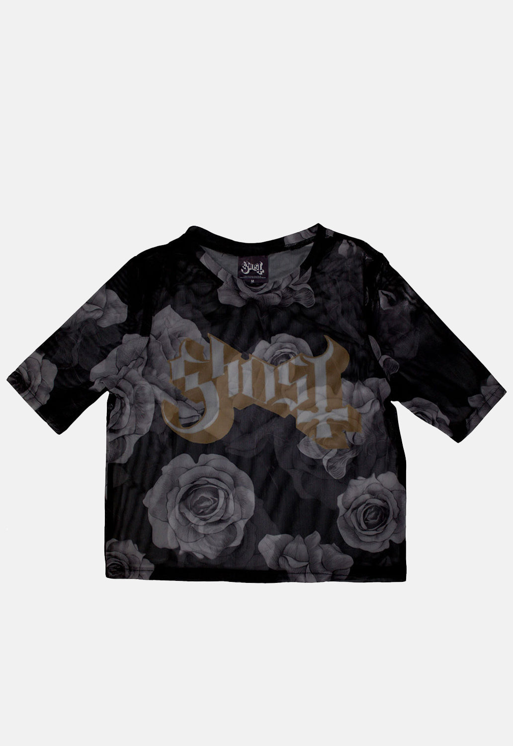 Logo & Roses Mesh Crop Top