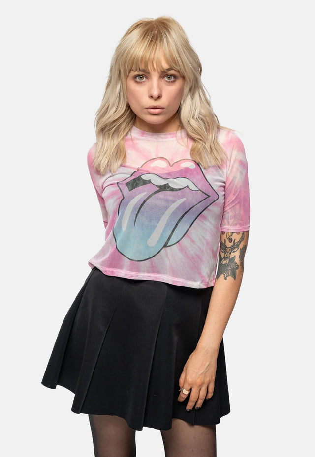 Gradient Tongue Mesh Crop Top