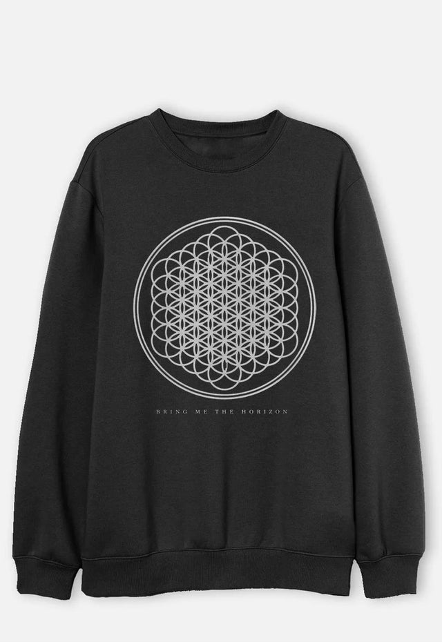 Black Bring Me The Horizon Sempiternal Band Sweatshirt. Regular fit, pullover crew sweatshirt with a crew neckline and screen-printed design. Featuring the 'Sempiternal' design motif.