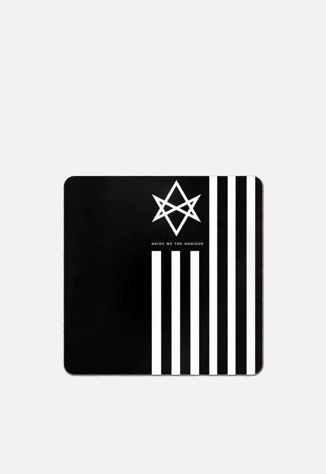 Black Bring Me The Horizon Antivist Coaster Band Merch. Single cork coaster, perfect gift for any BMTH fan.