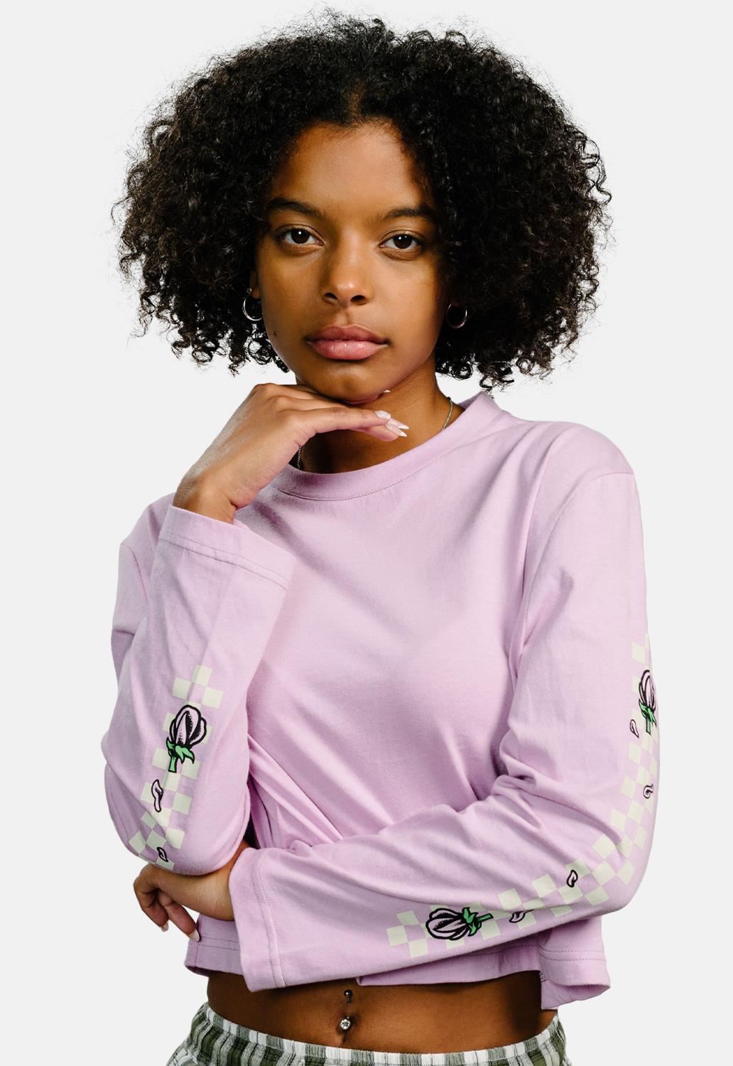 Check Floral Long Sleeved Top