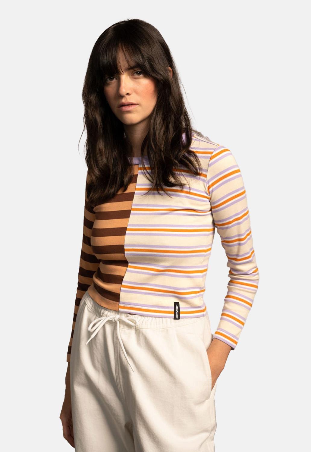 Split Stripe Long Sleeved Top