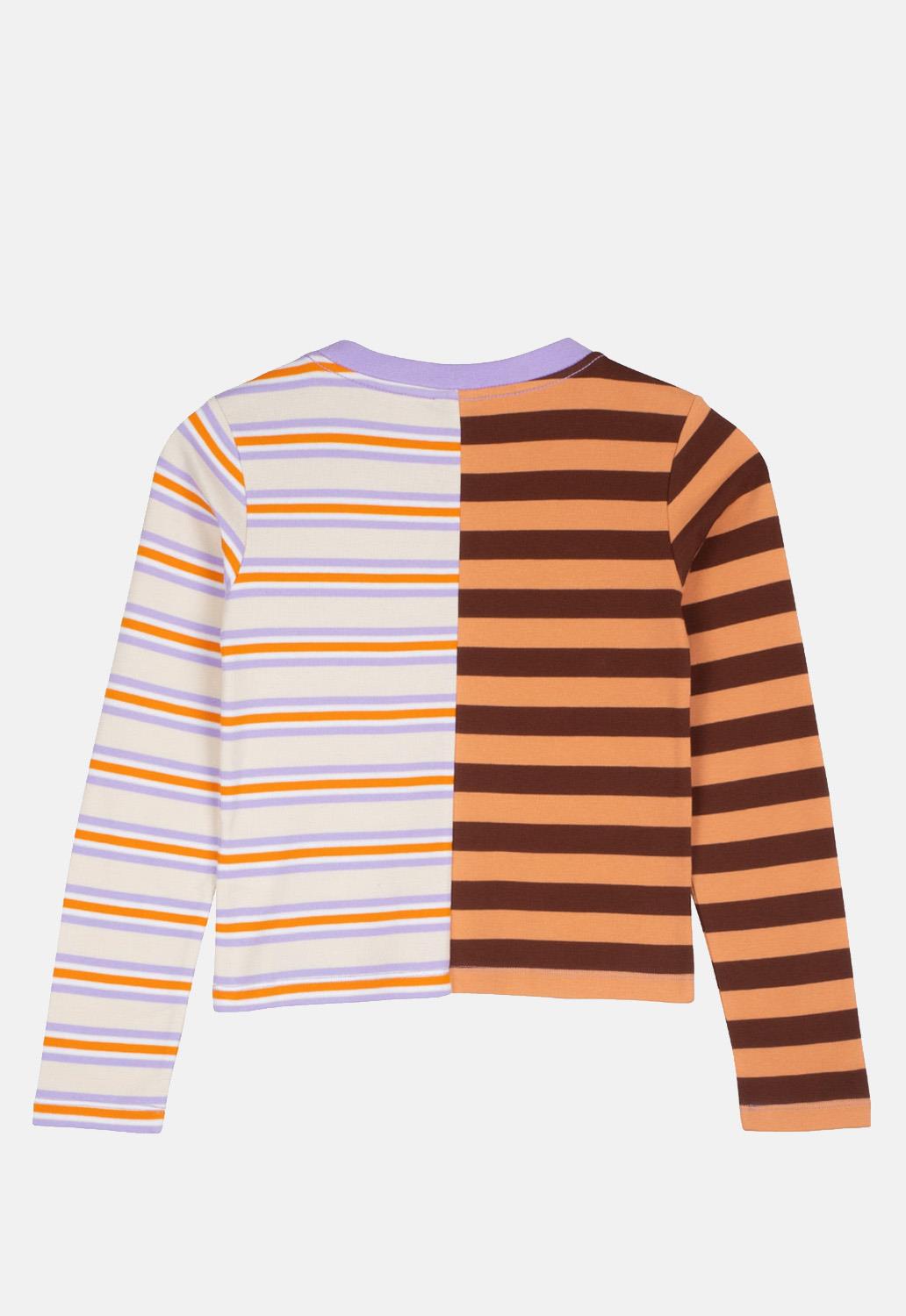 Split Stripe Long Sleeved Top