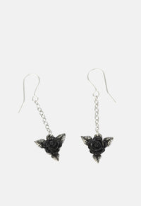 Black Rose Dropper Earrings