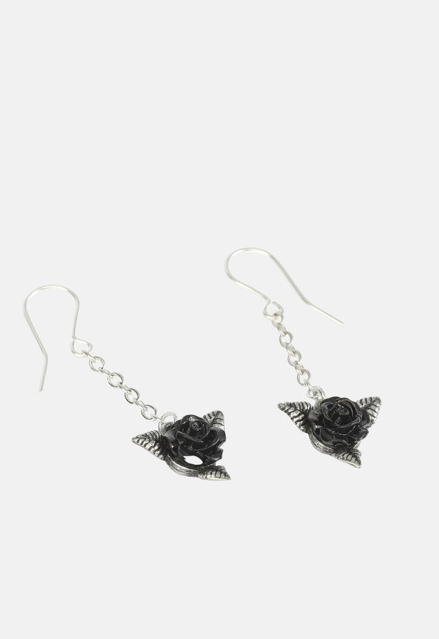 Black Rose Dropper Earrings