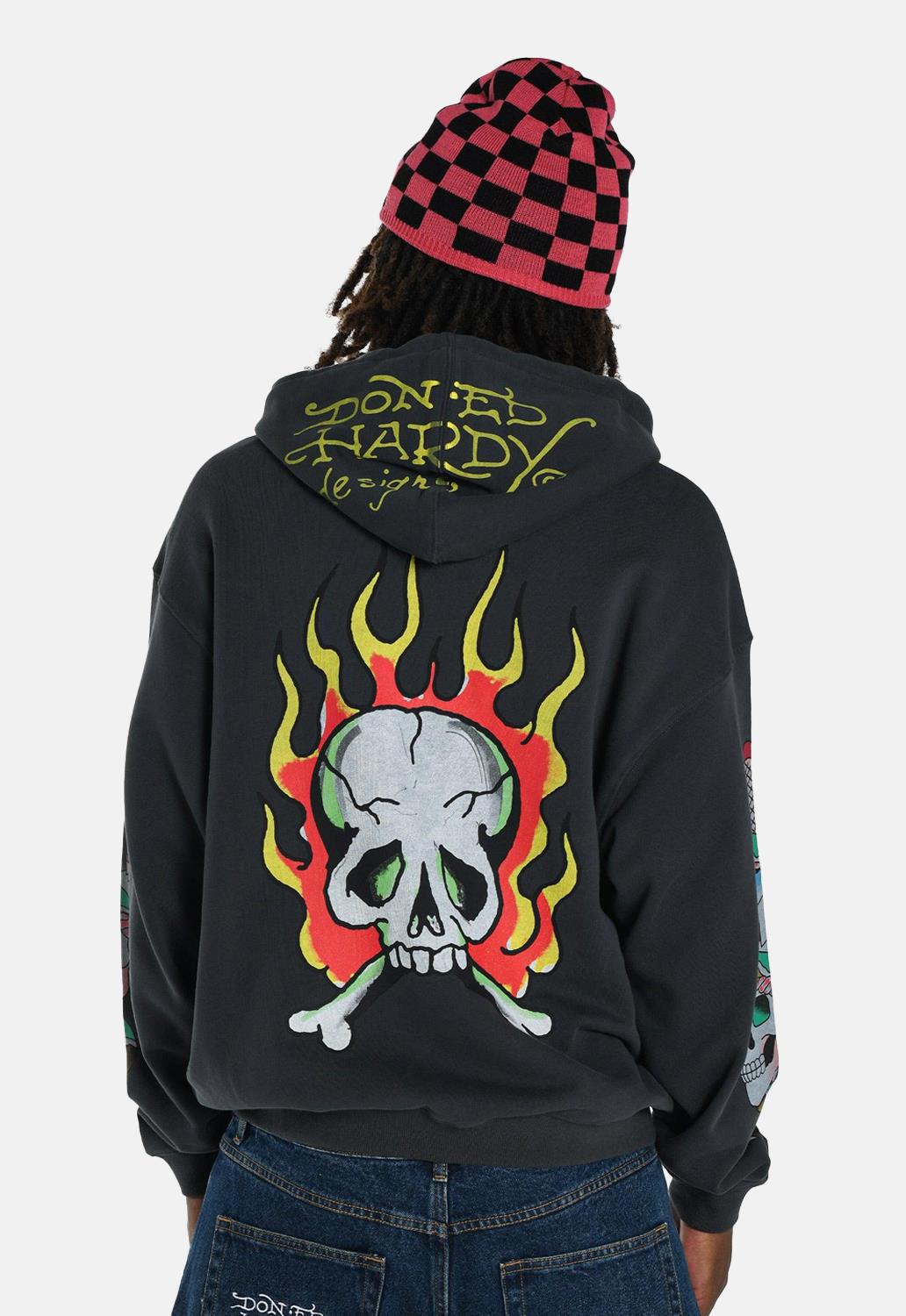 Burning Skull Zip Hoodie