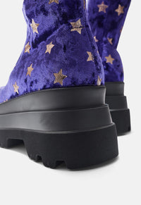 Celestial Dusk Trident Velvet Long Boots