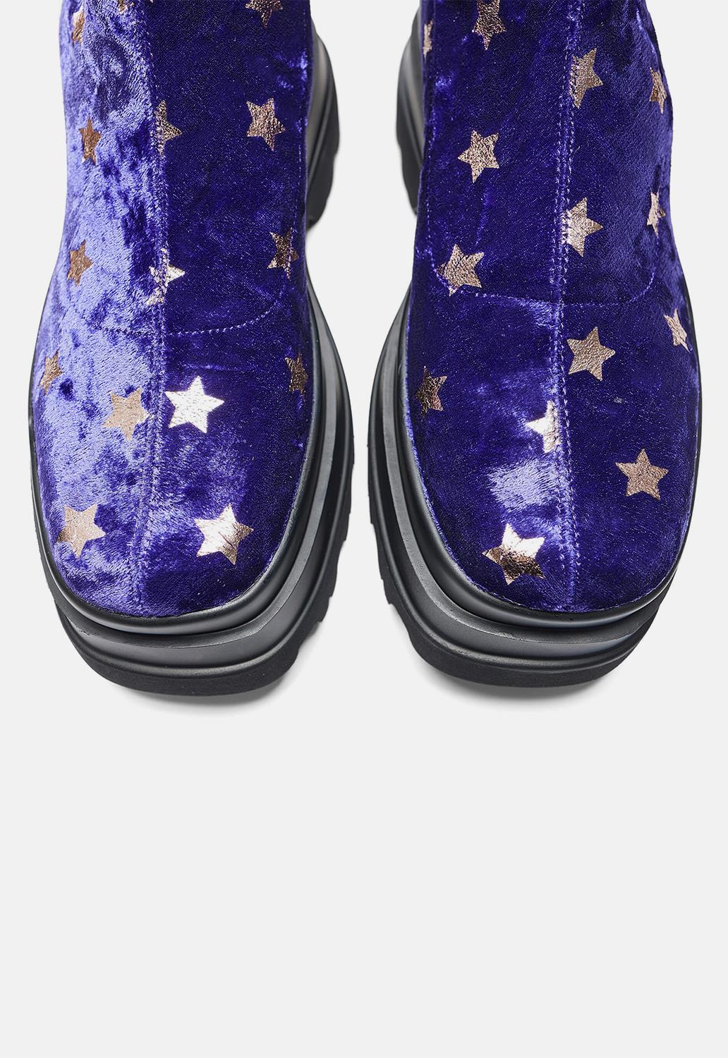 Celestial Dusk Trident Velvet Long Boots