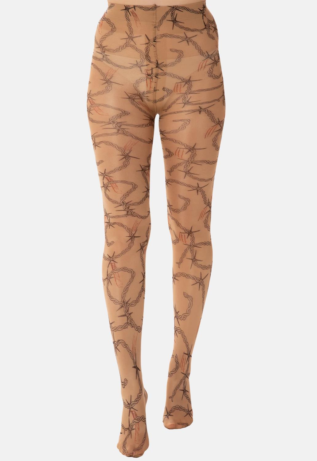 Barbed Wire Printed Tights