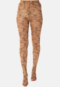 Barbed Wire Printed Tights