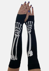 Skeleton Bone Fingerless Gloves