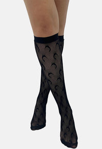 Crescent Moon Net Knee High Socks