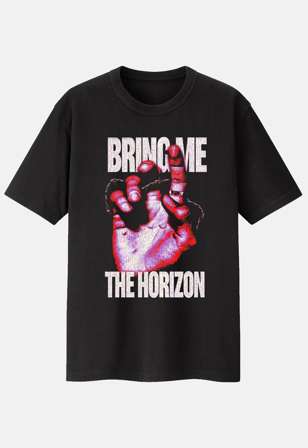 Black Bring Me The Horizon Lost Band T-shirt. Regular fit, short-sleeved tee with a crew neckline. Features front and back print with a screen-printed design. True to size.