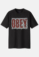 Black Bring Me The Horizon Obey Band T-Shirt. Regular fit, short-sleeved tee with a crew neckline. Features screen-printed design. True to size.