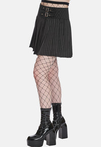 Black Core Pinstripe Skater Skirt