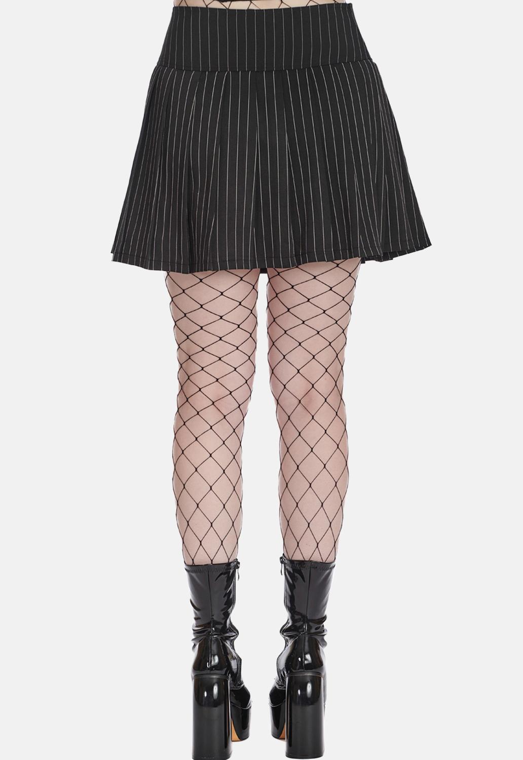 Black Core Pinstripe Skater Skirt