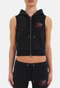 Love Eternal Sleeveless Zip Crop Hoodie