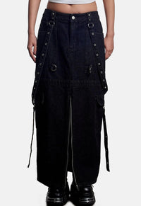 Bondage Denim Midi Skirt