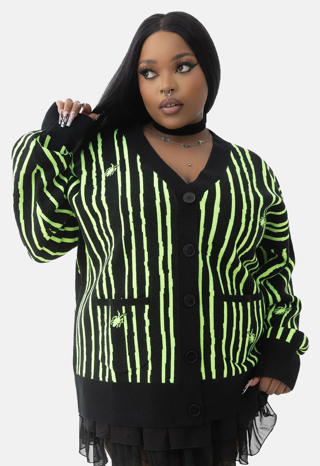 Beetlejuice Intarsia Cardigan