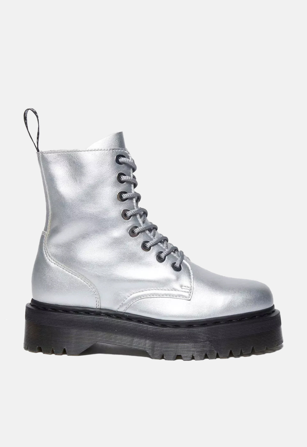 Jadon Silver Smooth Leather Platform Boots