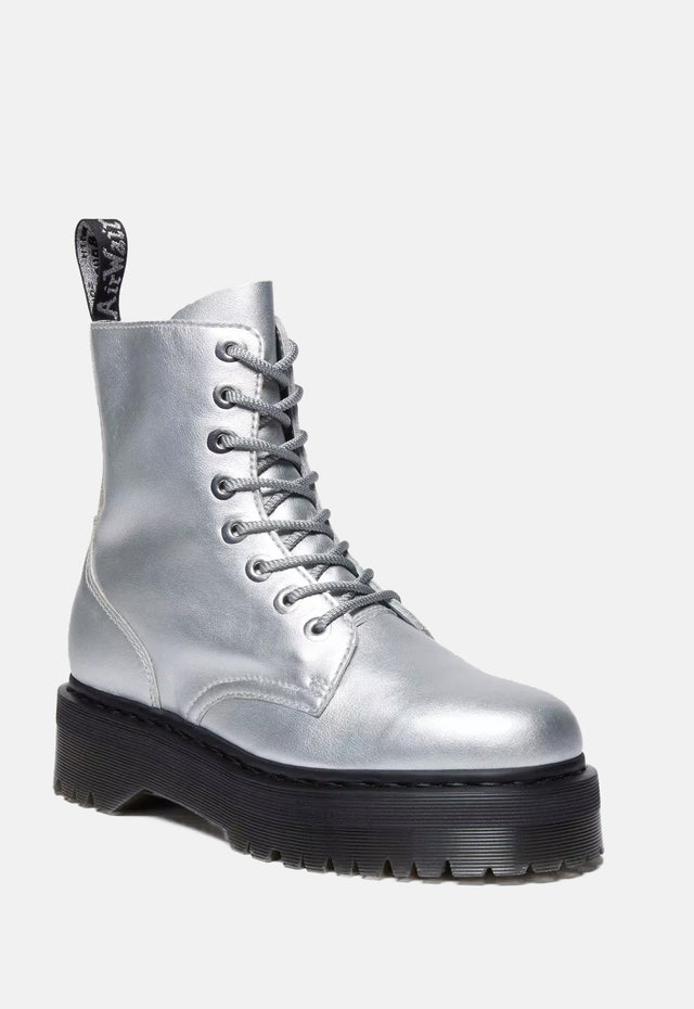 Jadon Silver Smooth Leather Platform Boots