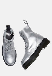 Jadon Silver Smooth Leather Platform Boots