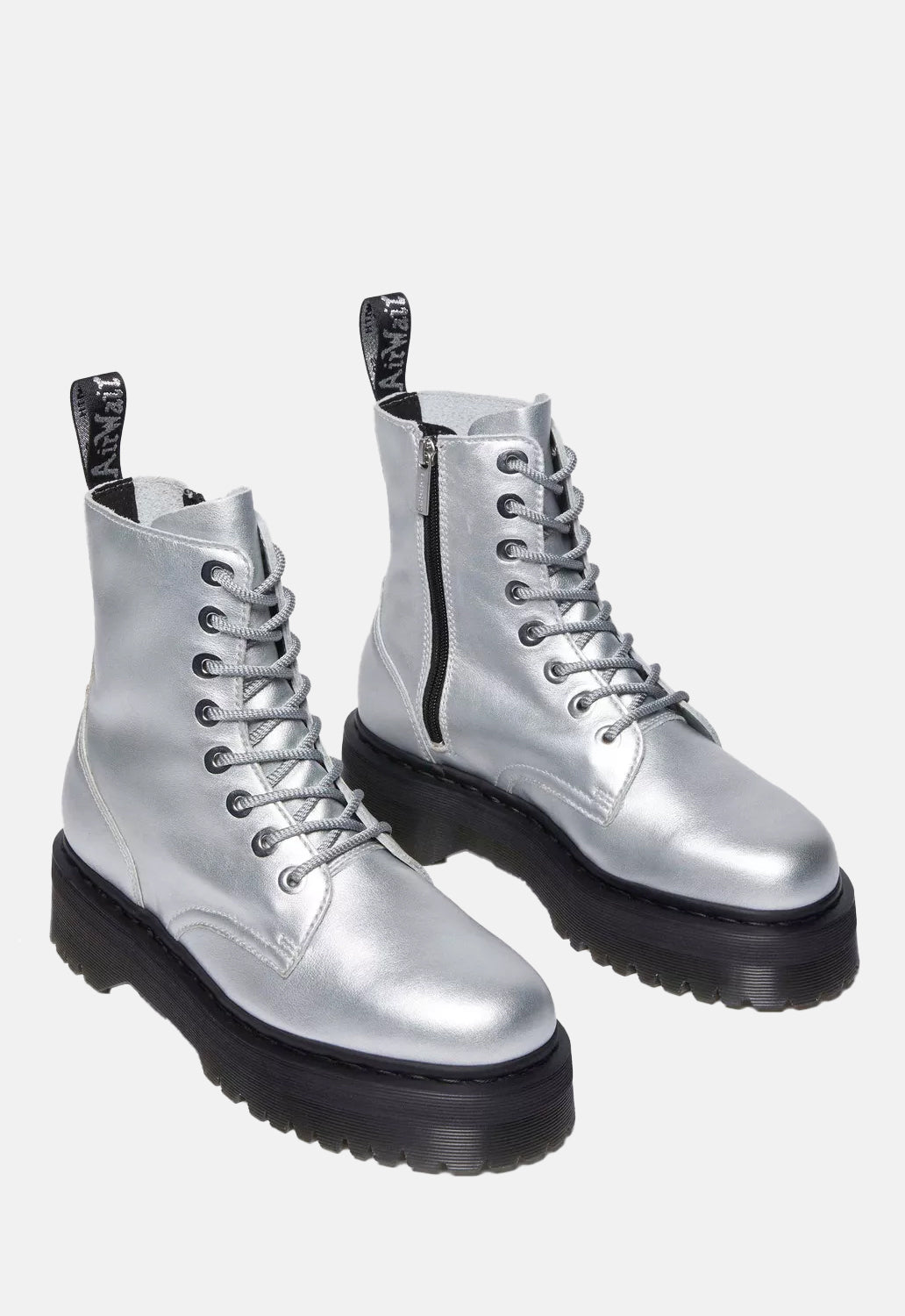 Jadon Silver Smooth Leather Platform Boots