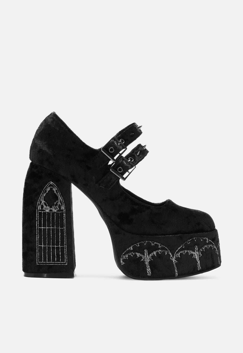 Lady Menace Grunge Crushed Velvet Heels