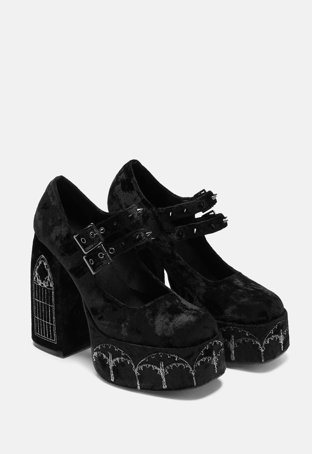 Lady Menace Grunge Crushed Velvet Heels