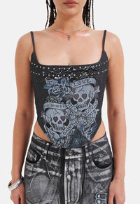 Love Kills Denim Stud Corset