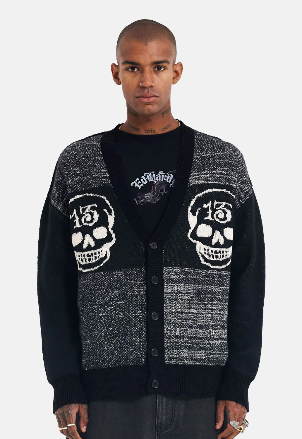 Lucky 13 Skull Knit Cardigan