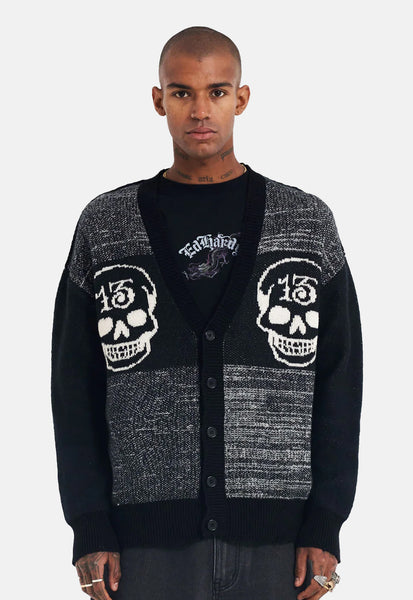 Lucky 13 Skull Knit Cardigan – DMG SCY