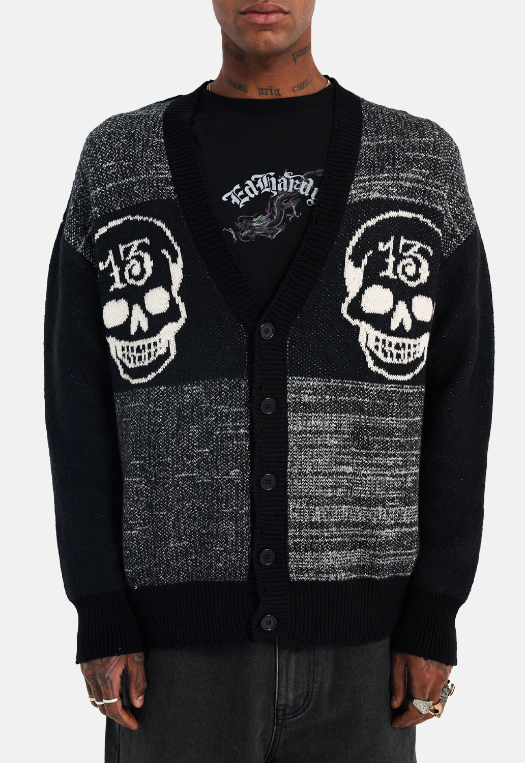 Lucky 13 Skull Knit Cardigan