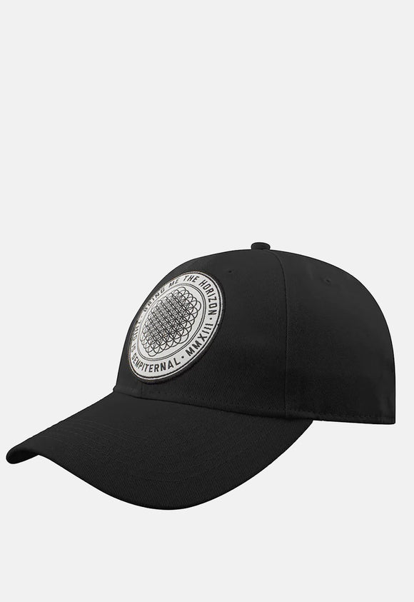 Black Bring Me The Horizon Sempiternal Cap band merch. Regular fit, baseball cap made from polyester material. Features embroidered stitched band design on the front. One size fits most with adjustable snap fastening at the back.
