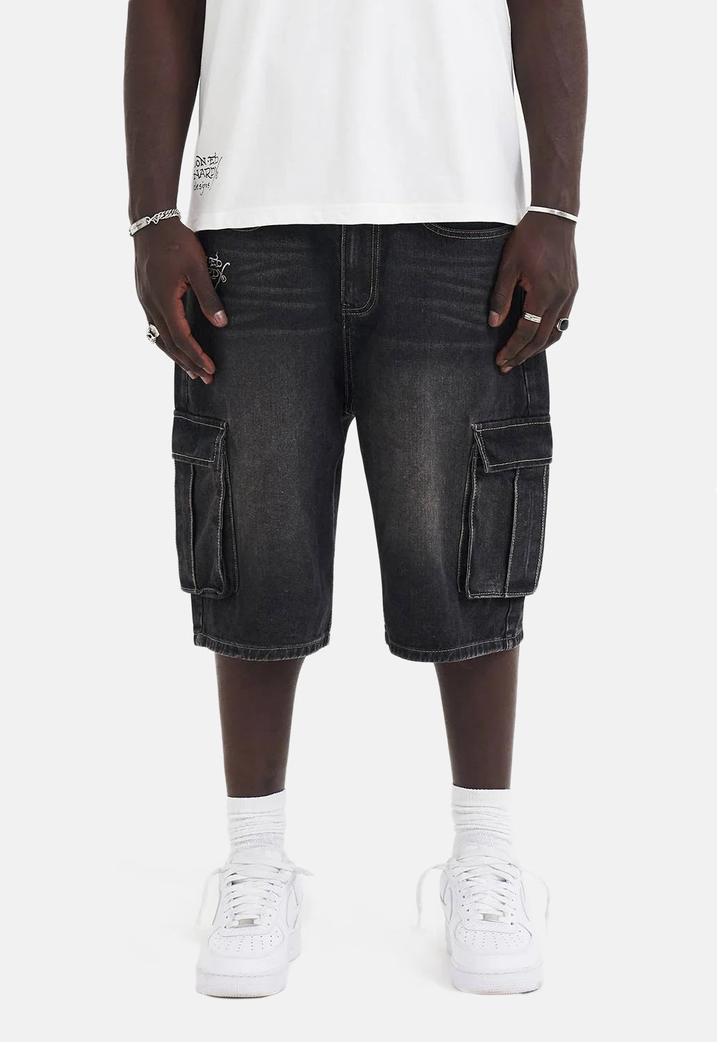 Skull Dagger Snake Denim Jorts