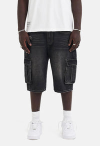 Skull Dagger Snake Denim Jorts