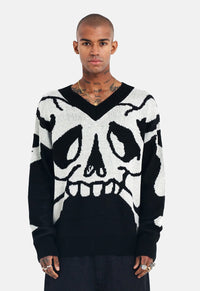 Skull V Neck Knit Jumper