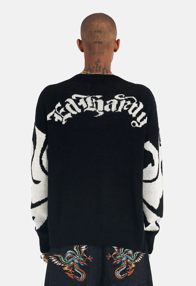 Skull V Neck Knit Jumper