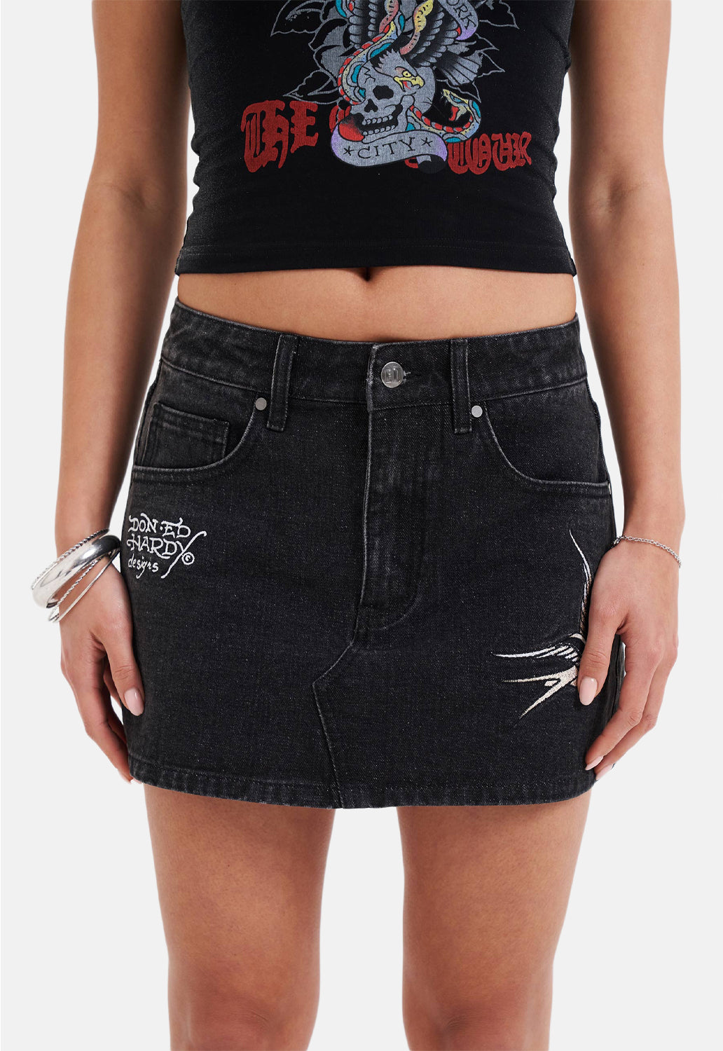 Swallow Side Denim Skirt