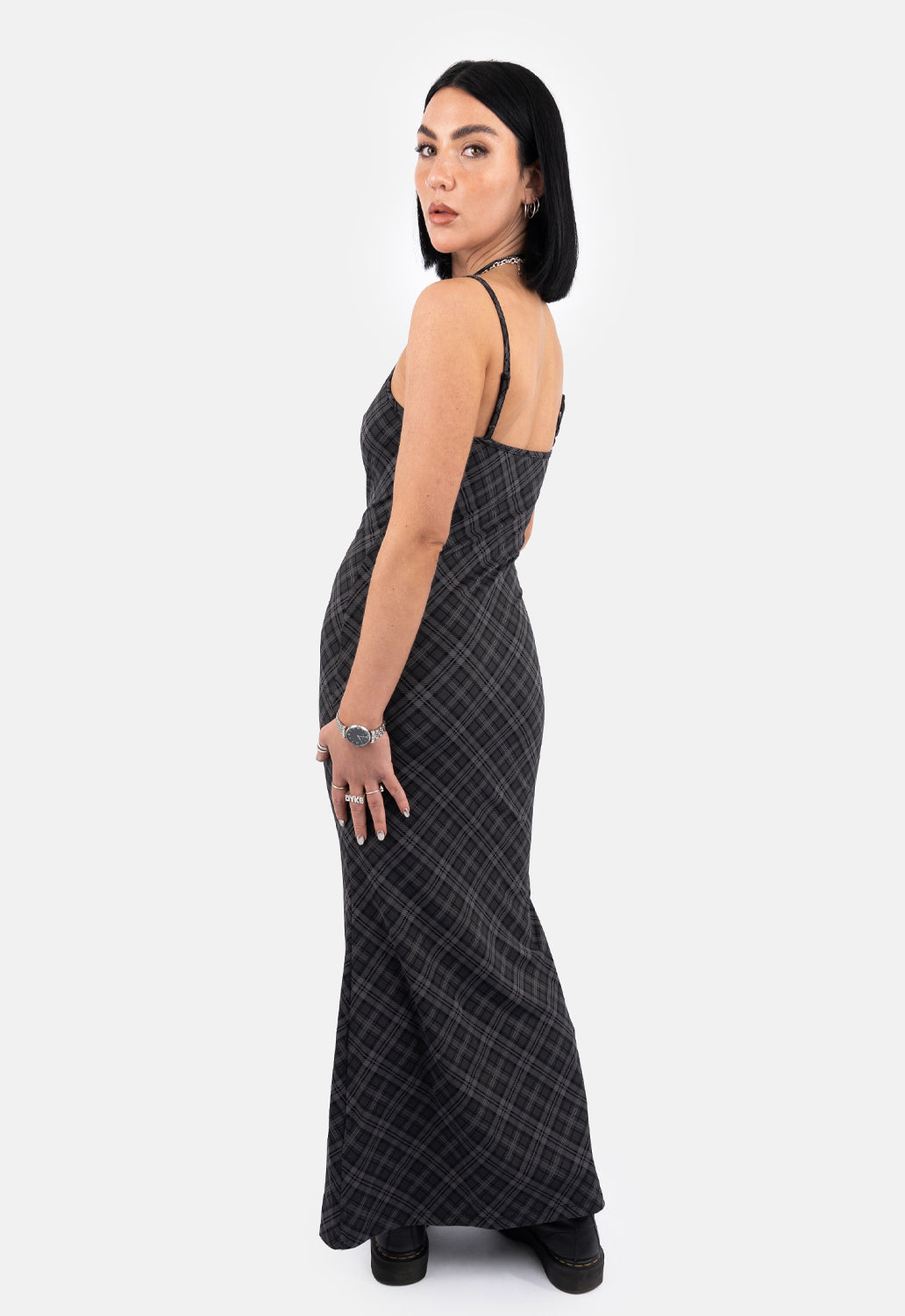 Victoria Check Maxi Dress