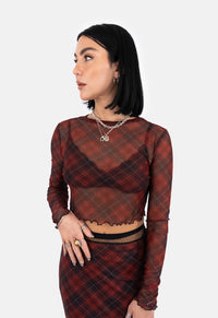 Wren Check Mesh Long Sleeved Top