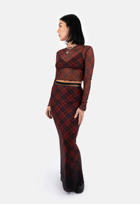 Wren Check Mesh Long Sleeved Top