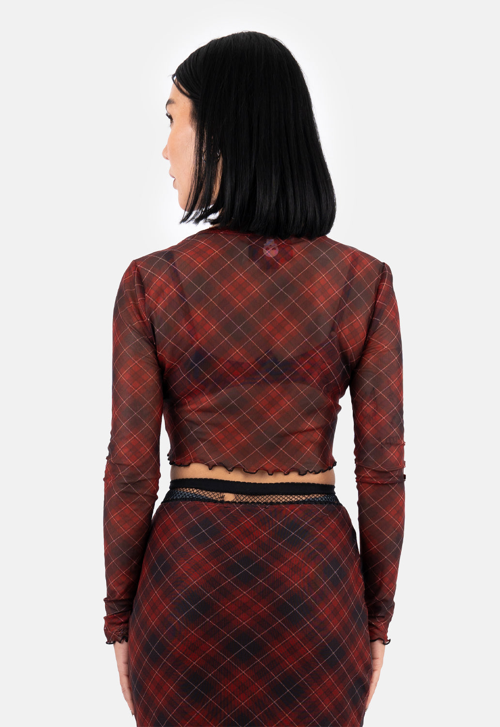 Wren Check Mesh Long Sleeved Top