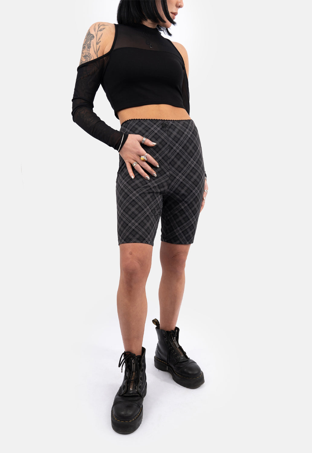 Zane Check Biker Shorts