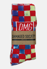 Tie Dye Checkerboard Socks